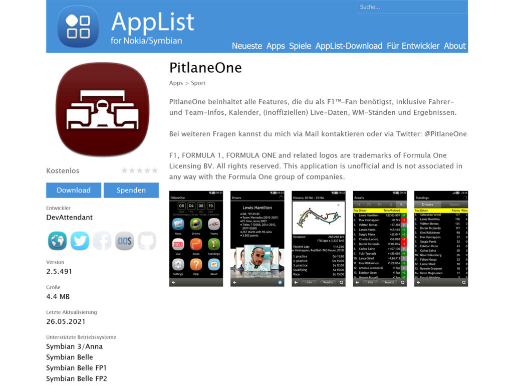 AppList Web-Oberfläche