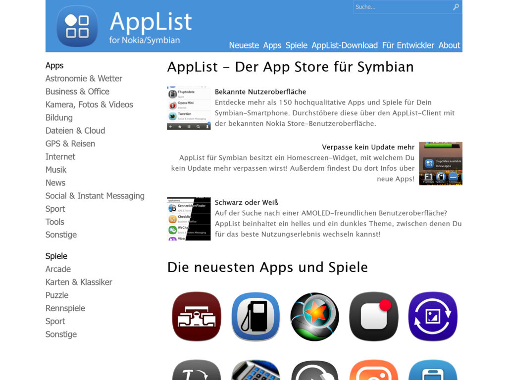 AppList Web-Oberfläche